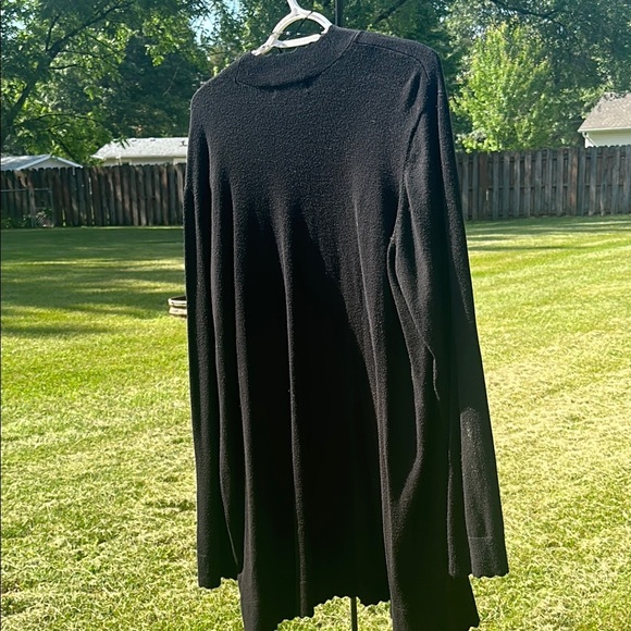 Elegant Black Scalloped Open Front Cardigan Long Sleeve Women's Plus Size 2XL - Picture 7 of 8